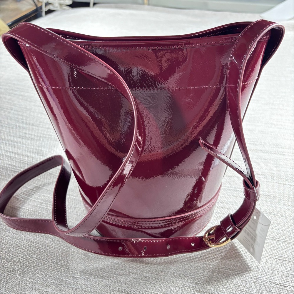 J. Crew Factory Patent Leather Crossbody Bag in Deep Burgundy